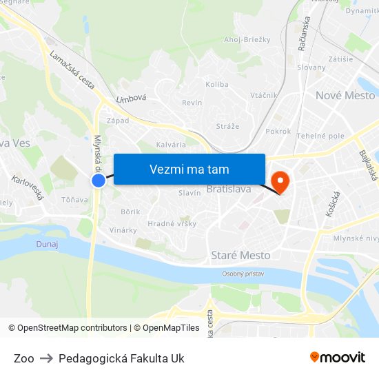 Zoo to Pedagogická Fakulta Uk map