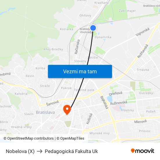 Nobelova (X) to Pedagogická Fakulta Uk map