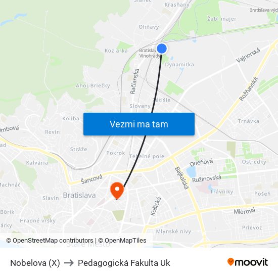 Nobelova (X) to Pedagogická Fakulta Uk map