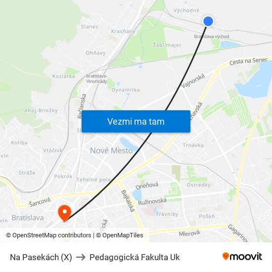 Na Pasekách (X) to Pedagogická Fakulta Uk map