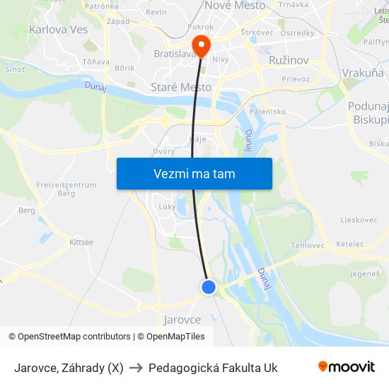Jarovce, Záhrady (X) to Pedagogická Fakulta Uk map