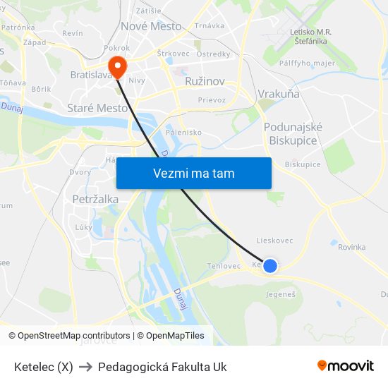 Ketelec (X) to Pedagogická Fakulta Uk map