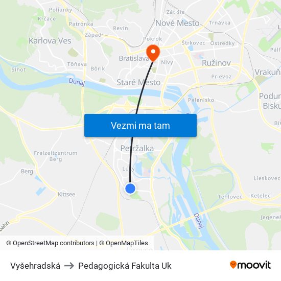 Vyšehradská to Pedagogická Fakulta Uk map