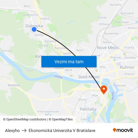 Alexyho to Ekonomická Univerzita V Bratislave map