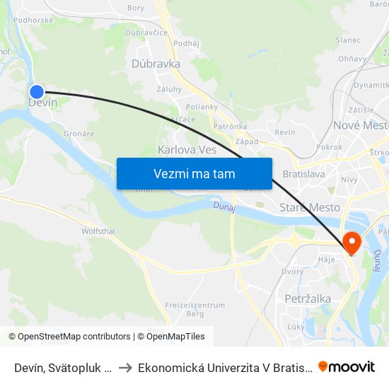 Devín, Svätopluk (X) to Ekonomická Univerzita V Bratislave map