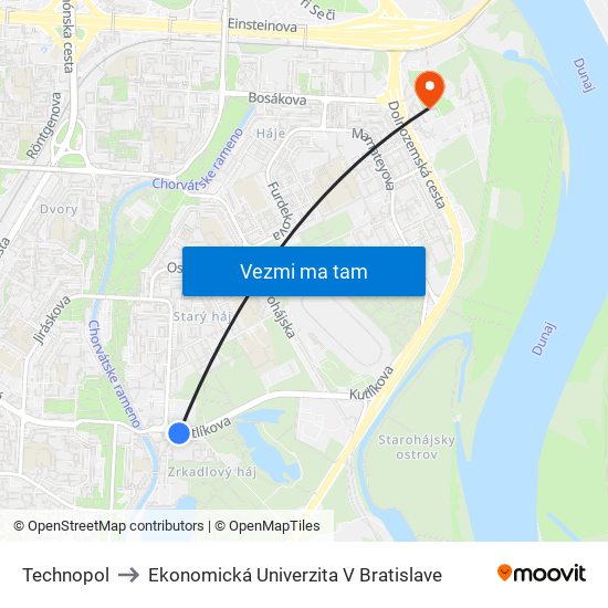 Technopol to Ekonomická Univerzita V Bratislave map