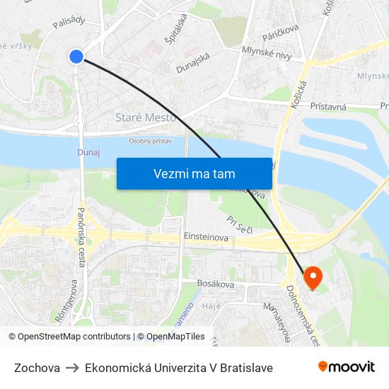 Zochova to Ekonomická Univerzita V Bratislave map