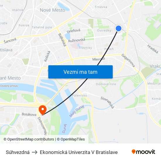 Súhvezdná to Ekonomická Univerzita V Bratislave map