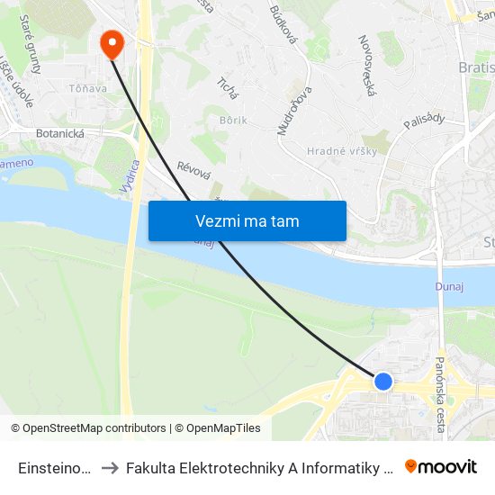 Einsteinova to Fakulta Elektrotechniky A Informatiky Stu map