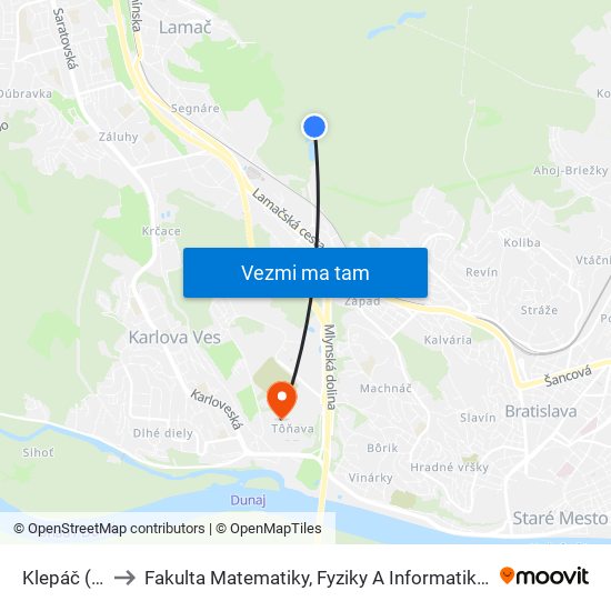 Klepáč (X) to Fakulta Matematiky, Fyziky A Informatiky Uk map