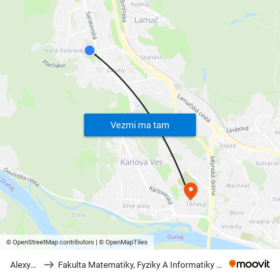 Alexyho to Fakulta Matematiky, Fyziky A Informatiky Uk map