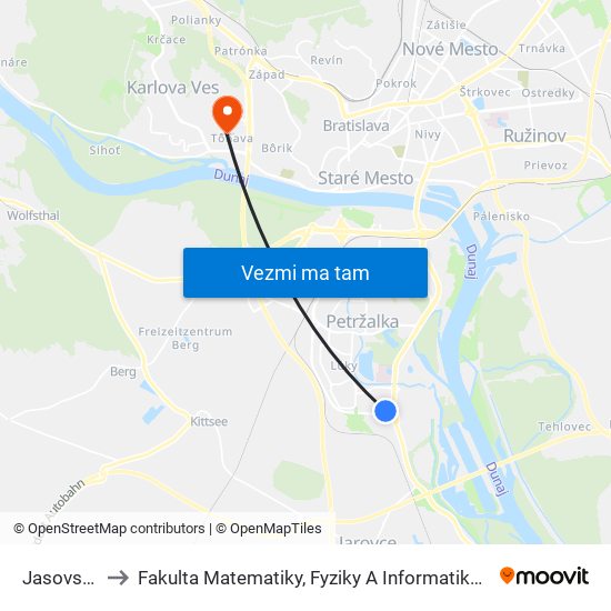 Jasovská to Fakulta Matematiky, Fyziky A Informatiky Uk map