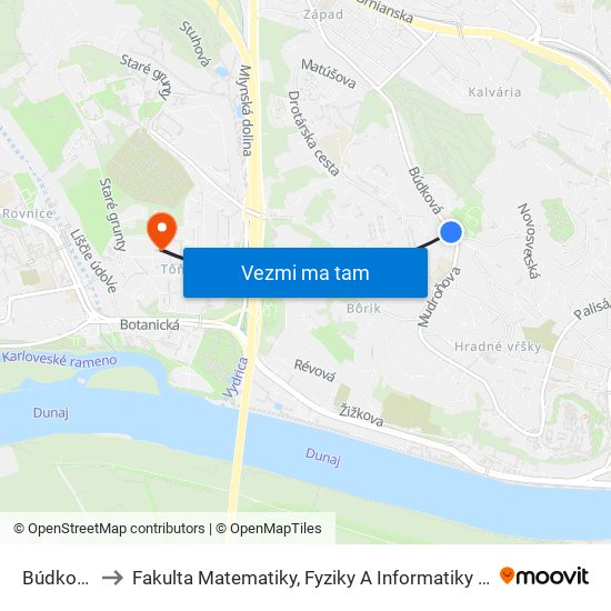 Búdková to Fakulta Matematiky, Fyziky A Informatiky Uk map