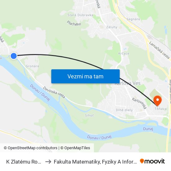 K Zlatému Rohu (X) to Fakulta Matematiky, Fyziky A Informatiky Uk map