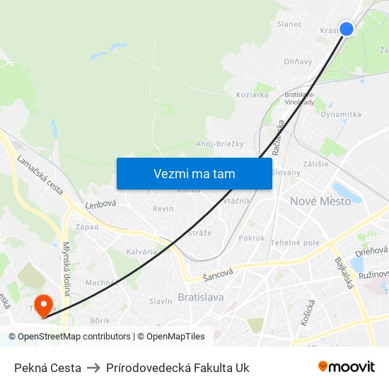 Pekná Cesta to Prírodovedecká Fakulta Uk map