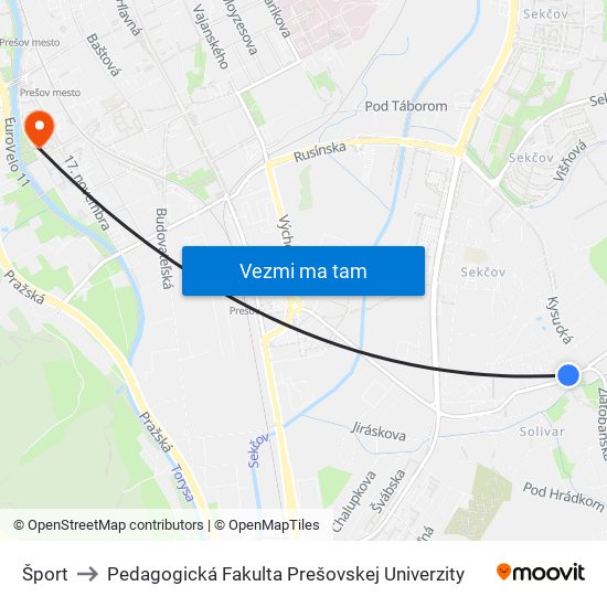 Šport to Pedagogická Fakulta Prešovskej Univerzity map