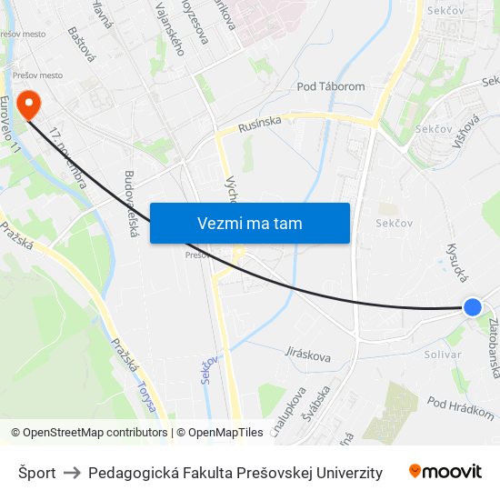 Šport to Pedagogická Fakulta Prešovskej Univerzity map