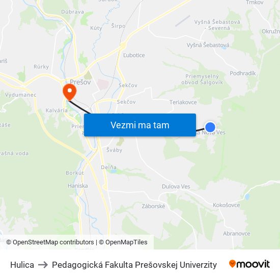 Hulica to Pedagogická Fakulta Prešovskej Univerzity map