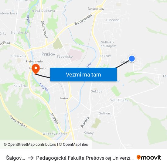 Šalgovík to Pedagogická Fakulta Prešovskej Univerzity map