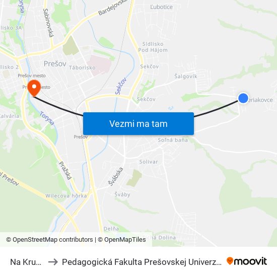 Na Kruhu to Pedagogická Fakulta Prešovskej Univerzity map