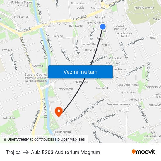 Trojica to Aula E203 Auditorium Magnum map