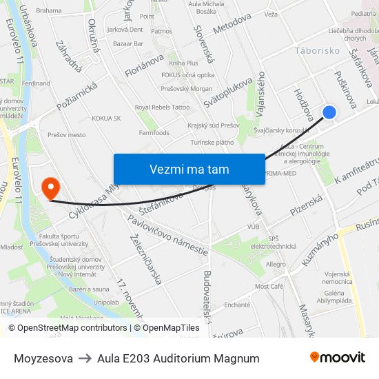 Moyzesova to Aula E203 Auditorium Magnum map