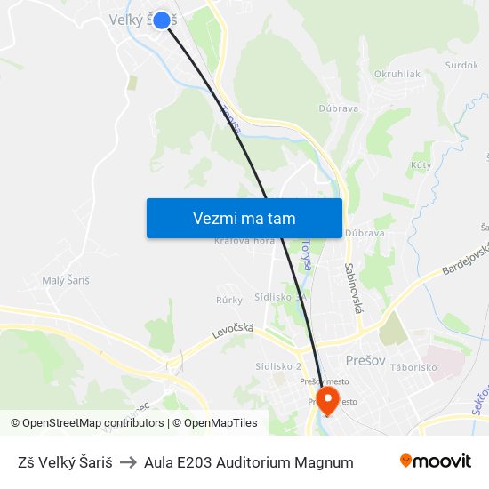 Zš Veľký Šariš to Aula E203 Auditorium Magnum map