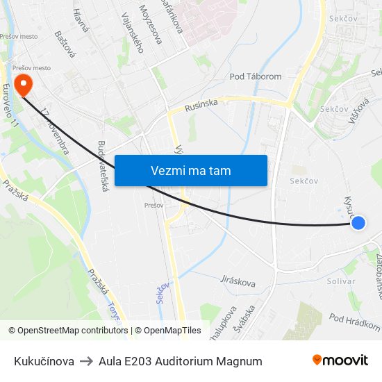 Kukučínova to Aula E203 Auditorium Magnum map