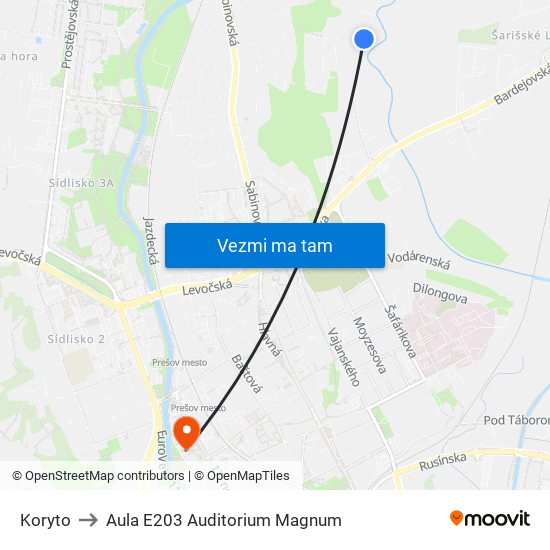 Koryto to Aula E203 Auditorium Magnum map