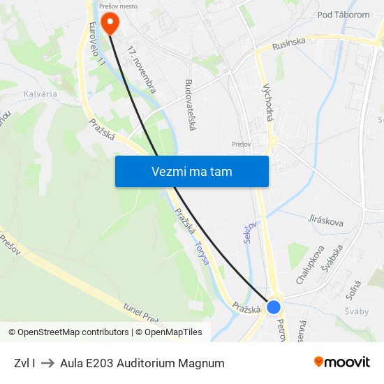 Zvl I to Aula E203 Auditorium Magnum map