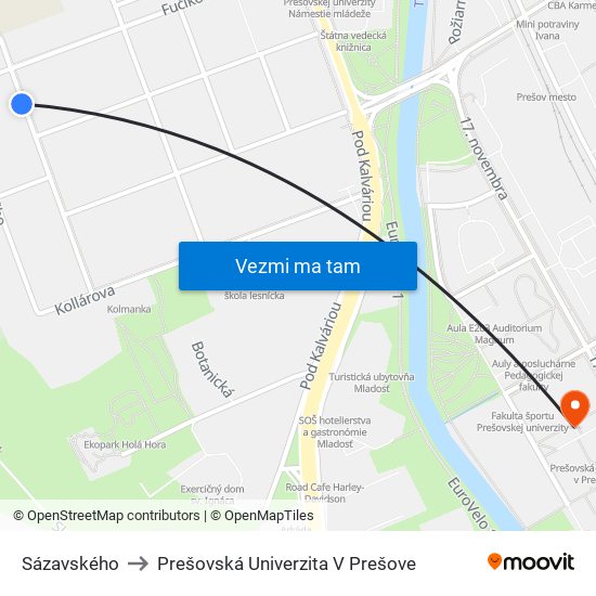 Sázavského to Prešovská Univerzita V Prešove map