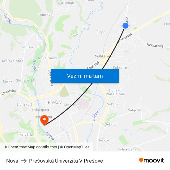 Nová to Prešovská Univerzita V Prešove map