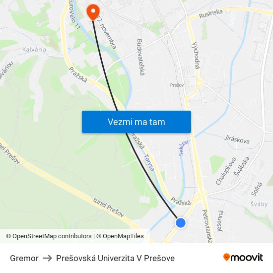 Gremor to Prešovská Univerzita V Prešove map