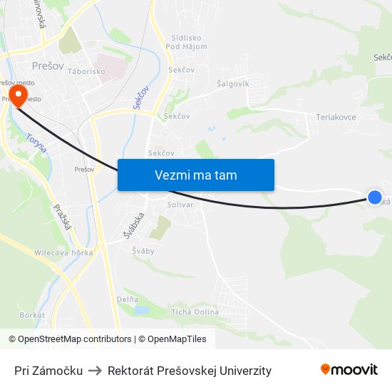 Pri Zámočku to Rektorát Prešovskej Univerzity map