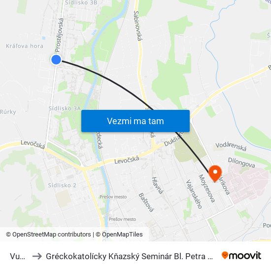 Vukov to Gréckokatolícky Kňazský Seminár Bl. Petra Pavla Gojdiča map