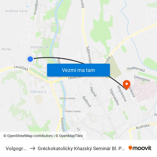 Volgogradská to Gréckokatolícky Kňazský Seminár Bl. Petra Pavla Gojdiča map