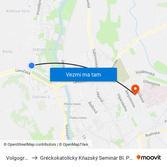 Volgogradská to Gréckokatolícky Kňazský Seminár Bl. Petra Pavla Gojdiča map