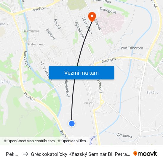 Pekárne to Gréckokatolícky Kňazský Seminár Bl. Petra Pavla Gojdiča map