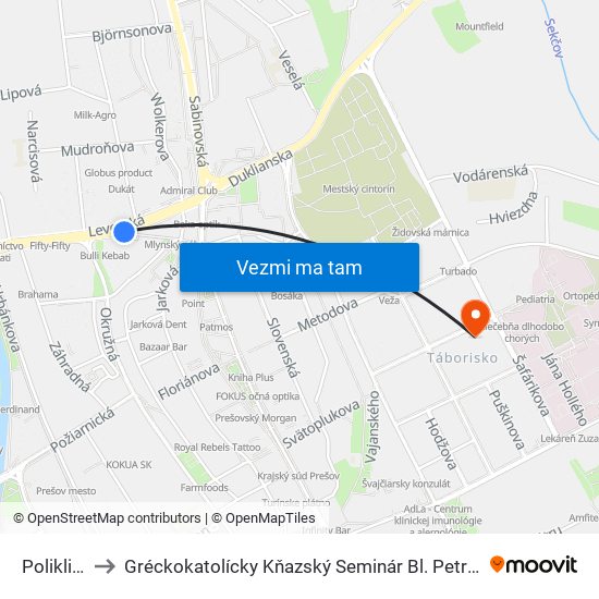 Poliklinika to Gréckokatolícky Kňazský Seminár Bl. Petra Pavla Gojdiča map