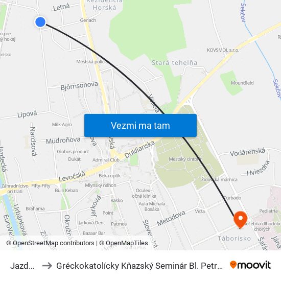 Jazdecká to Gréckokatolícky Kňazský Seminár Bl. Petra Pavla Gojdiča map