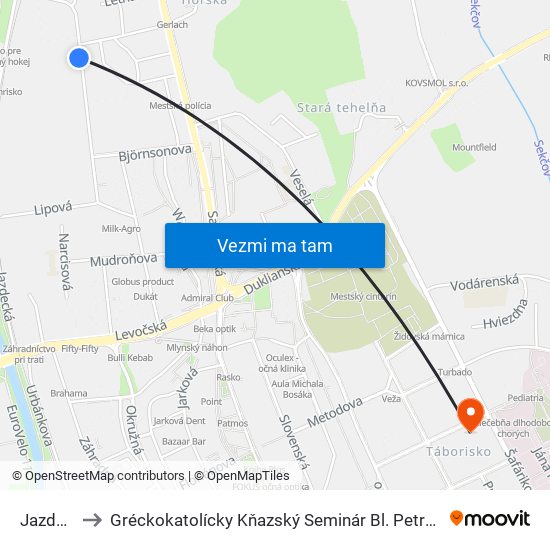 Jazdecká to Gréckokatolícky Kňazský Seminár Bl. Petra Pavla Gojdiča map