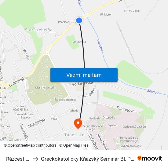 Rázcestie Kúty to Gréckokatolícky Kňazský Seminár Bl. Petra Pavla Gojdiča map