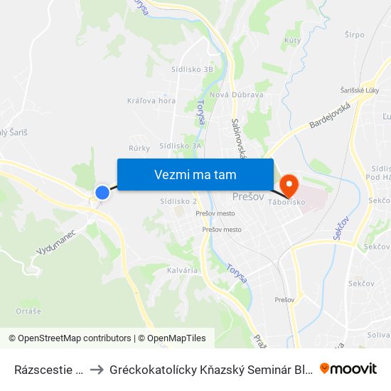 Rázscestie Cemjata to Gréckokatolícky Kňazský Seminár Bl. Petra Pavla Gojdiča map