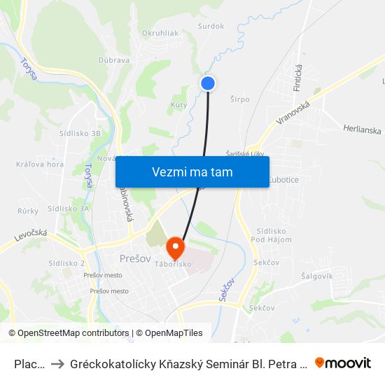 Plachty to Gréckokatolícky Kňazský Seminár Bl. Petra Pavla Gojdiča map