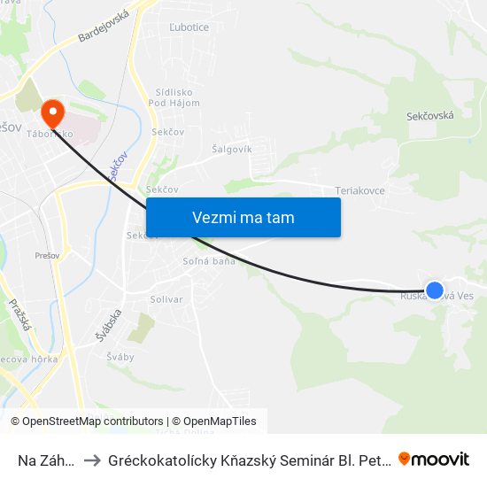 Na Záhumní to Gréckokatolícky Kňazský Seminár Bl. Petra Pavla Gojdiča map