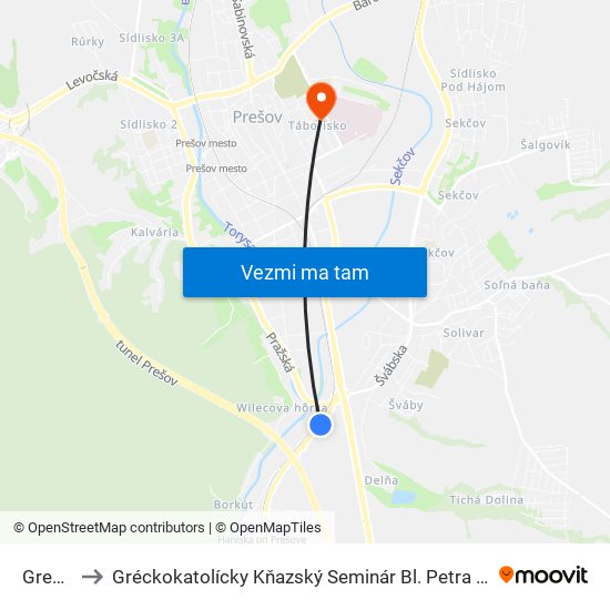 Gremor to Gréckokatolícky Kňazský Seminár Bl. Petra Pavla Gojdiča map