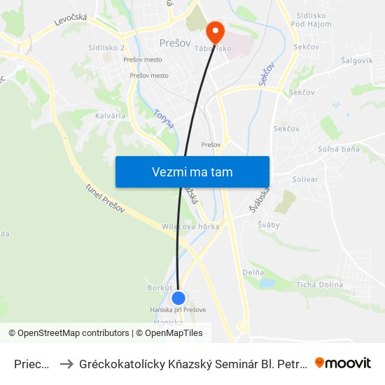 Priecestie to Gréckokatolícky Kňazský Seminár Bl. Petra Pavla Gojdiča map