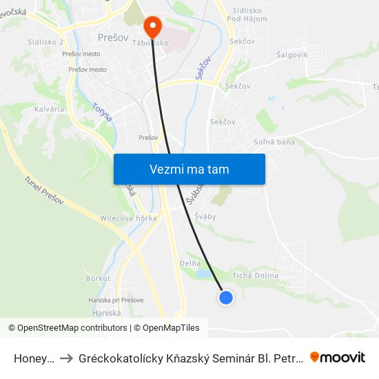 Honeywell to Gréckokatolícky Kňazský Seminár Bl. Petra Pavla Gojdiča map