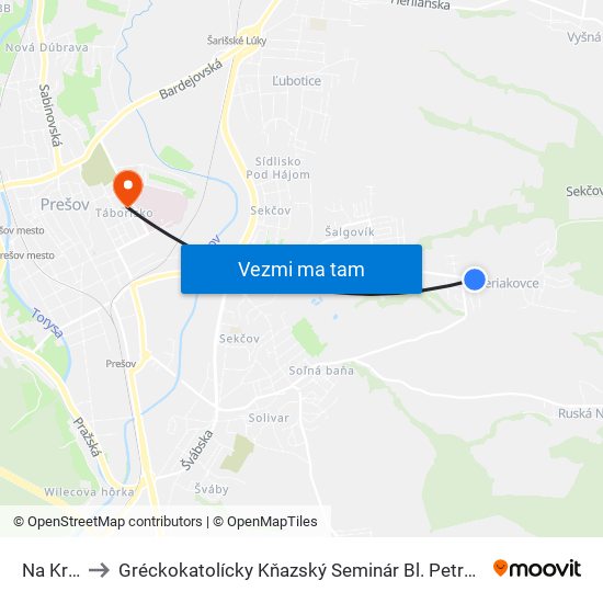 Na Kruhu to Gréckokatolícky Kňazský Seminár Bl. Petra Pavla Gojdiča map