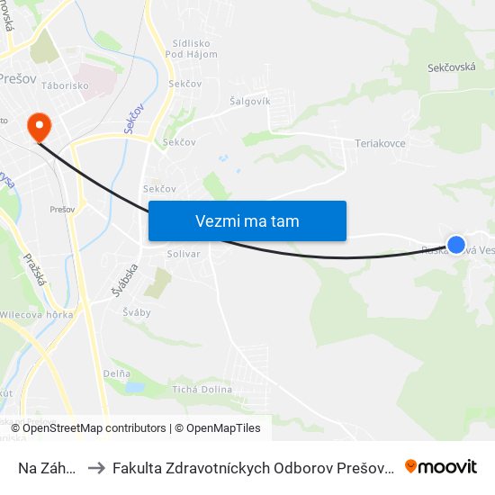 Na Záhumní to Fakulta Zdravotníckych Odborov Prešovskej Univerzity map